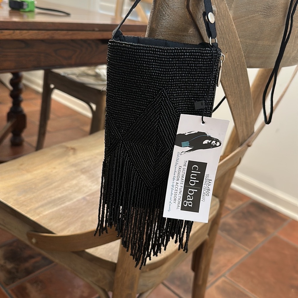 NWT Black Beaded Purse by Bamboo Trading Company